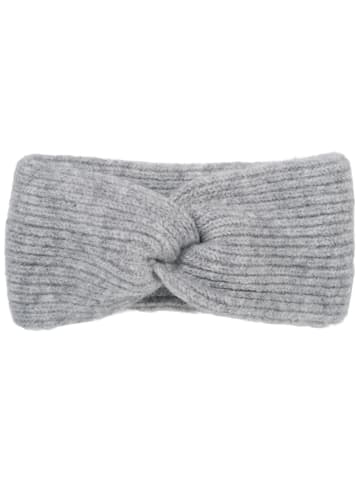 styleBREAKER Strick Stirnband mit Perlrippen Muster und Knoten in Hellgrau meliert