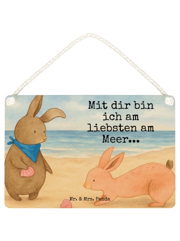 Mr. & Mrs. Panda Schild Hasen Muschel Design mit Spruch in Weiß