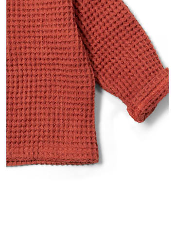 Little Green Radicals Chunky Waffle Long Sleeve Top in Orange