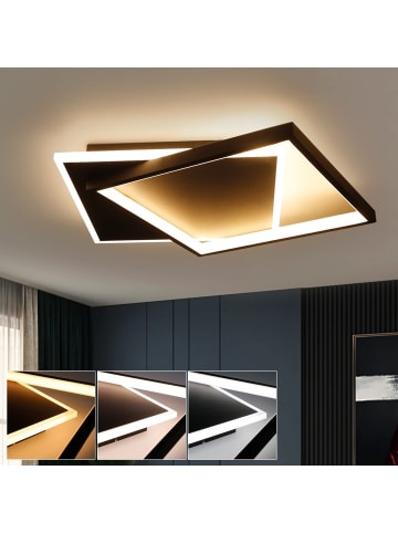 ZMH Deckenleuchte LED Dimmbar in schwarz eckig 44W Modern mit Fernbedienung L 44 CM
