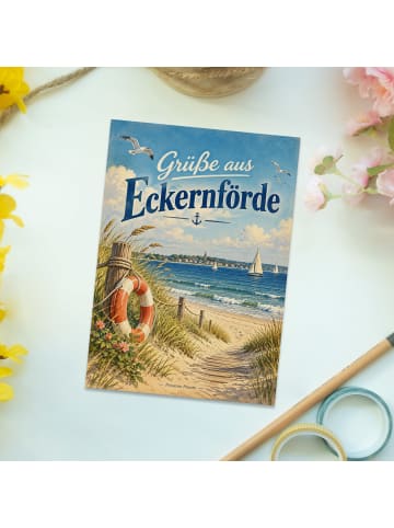 Ansichtskarte Küste nostalgisch Design mit Spruch in Weiß