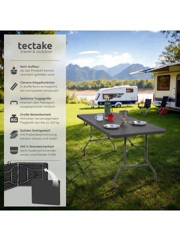 tectake Outdoor-Tisch klappbar, gummierter Tragegriff, 120 kg Belastbarkeit