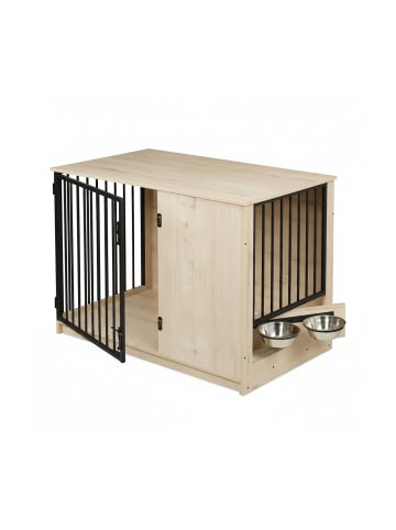 relaxdays Hundekäfig in Grau/ Schwarz - (B)102 x (H)65,5 x (T)60 cm