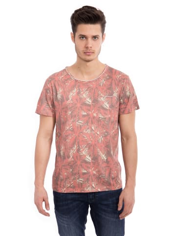 Way of Glory Way of Glory WAY OF GLORY  Basic T-Shirt Tropical Print& Tasche in rot
