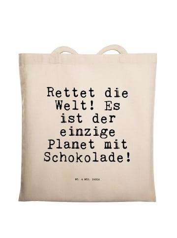 Mr. & Mrs. Panda Tragetasche Rettet die Welt! Es... mit Spruch in Creme