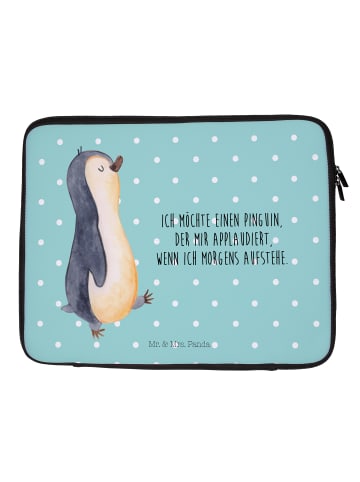 Mr. & Mrs. Panda Notebook Tasche Pinguin marschieren mit Spruch in Türkis Pastell