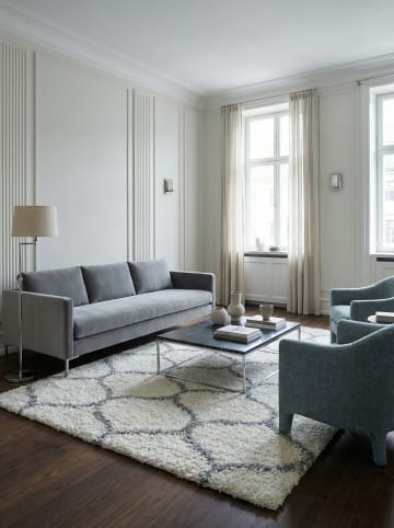 KADIMA DESIGN Teppich Hochflor Shaggy Waschbar Skandinavisch RONDA Strapazierfähig in Creme