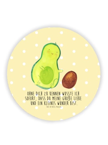 Mr. & Mrs. Panda Rund Magnet Avocado rollt Kern mit Spruch in Gelb Pastell