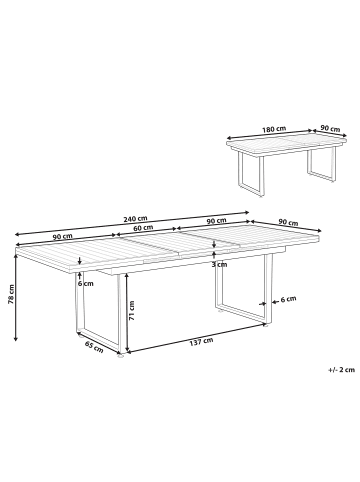 Beliani Esstisch VALCANETTO in Schwarz - (W) 90 x (H) 84 x (L) 180 cm