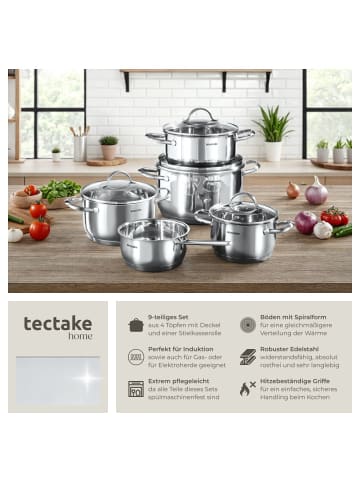 tectake Kochtopfset Bologna II 9-tlg., für Induktion geeignet