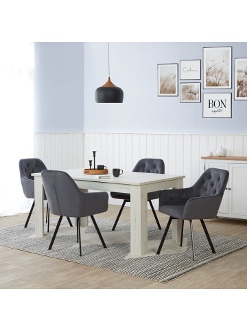 Homestyle4u Polsterstuhl 2er Set in Grau