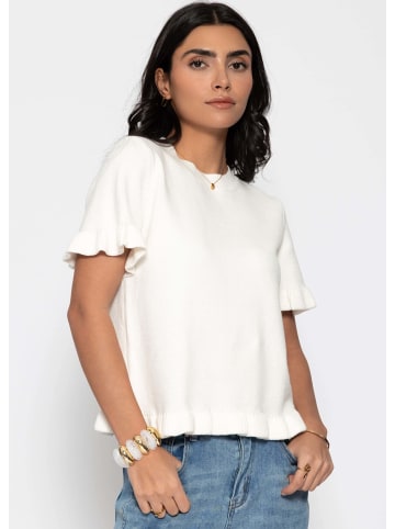 SASSYCLASSY Kurzarm-Pullover mit Volants in Offwhite
