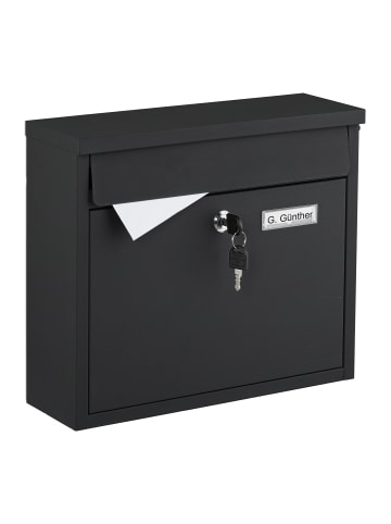 relaxdays Briefkasten in Schwarz - (B)36 x (H)31 x (T)12 cm