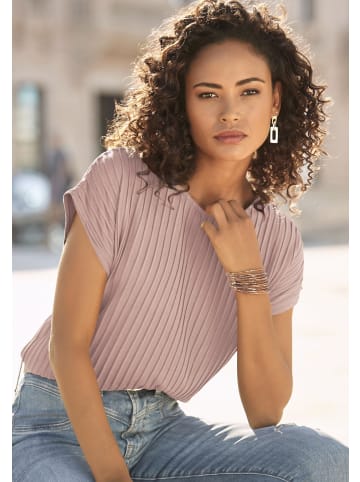 LASCANA Kurzarmshirt in mauve