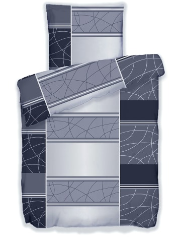 JACK 2 tlg. Biber Bettwäsche 135x200cm Linienzauber in Grau