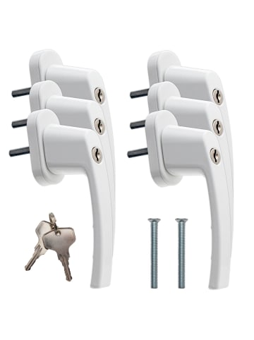 Intirilife Fenstergriff aus Aluminium abschließbar mit 2 Schlüsseln in Weiß-Weiß