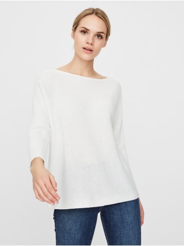 Vero Moda Eleganter 3/4 Arm Rippstrick Pullover VMNORA in Weiß