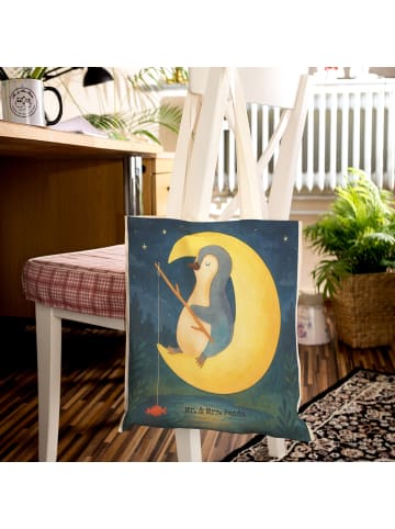 Mr. & Mrs. Panda Stoffbeutel Pinguin Mond Design ohne Spruch in Weiß