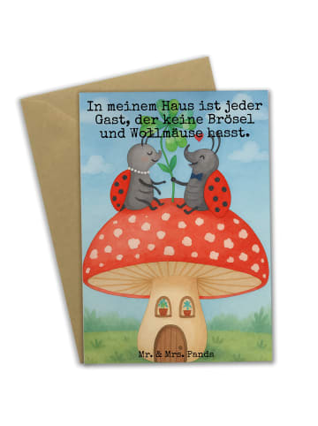 Mr. & Mrs. Panda Glückwunschkarte Marienkäfer Fliegenpilz Design... in Weiß