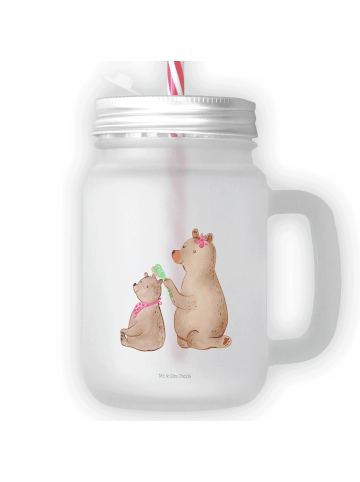 Mr. & Mrs. Panda Trinkglas Mason Jar Bär Kind ohne Spruch in Transparent
