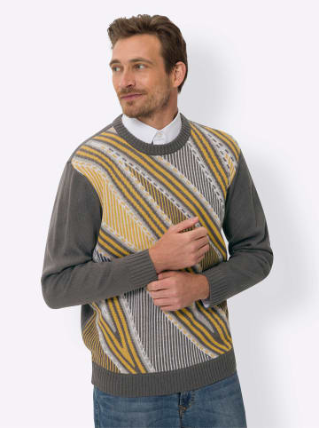 Sieh an! Rundhals-Pullover in ocker-gemustert