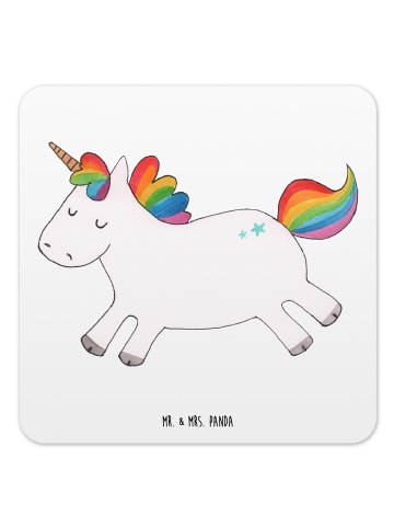 Mr. & Mrs. Panda Untersetzer für Gläser Einhorn Happy ohne Spruch in Weiß