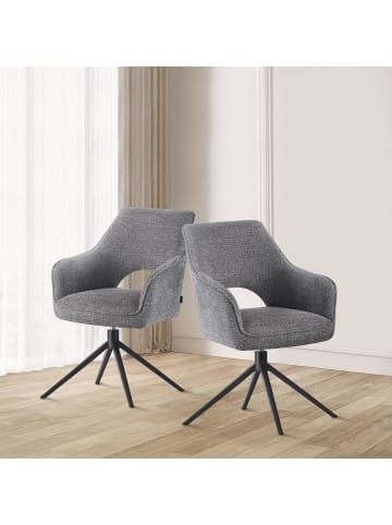 DUBI Möbel 2er-Set: Drehstuhl THOMAS-ANNA in Grau - (B)57 x (H)86 x  (T)63 cm