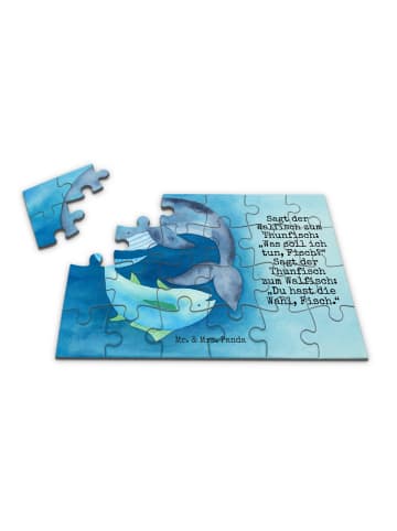 Mr. & Mrs. Panda Puzzle Walfisch Thunfisch Design mit Spruch in Weiß