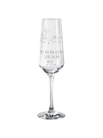 Mr. & Mrs. Panda Champagnerglas Hasen Muschel mit Spruch in Transparent