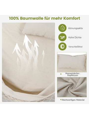 COSTWAY Hängesessel mit Gestell bis zu 250kg in Beige