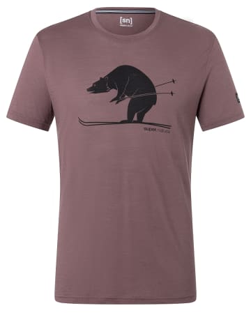 super.natural Merino T-Shirt M SKIING BEAR TEE in rot-orange