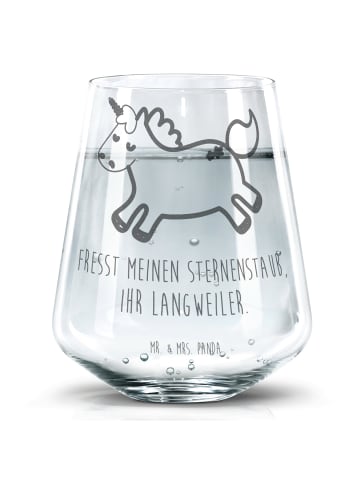 Mr. & Mrs. Panda Trinkglas Einhorn Happy mit Spruch in Transparent