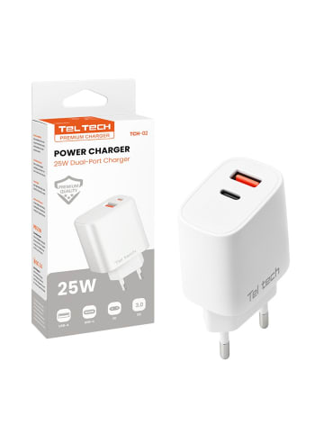 Wisam Teltech Ladegerät USB / USB-C 25W QC 3.0, PD 3.0, PPS weiß TCH-02