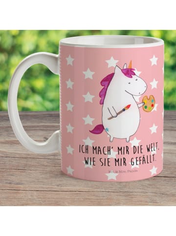 Mr. & Mrs. Panda Pott Einhorn Künstler mit Spruch in Rot Pastell