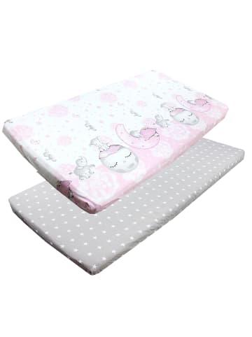 TupTam Baby Kinder Spannbettlaken 2er Pack in rosa/grau