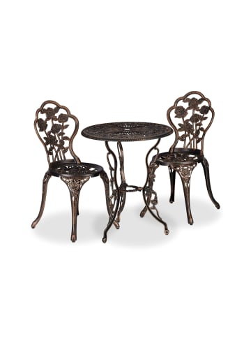 relaxdays 3-tlg. Gartenmöbel Set in Schwarz/ Bronze