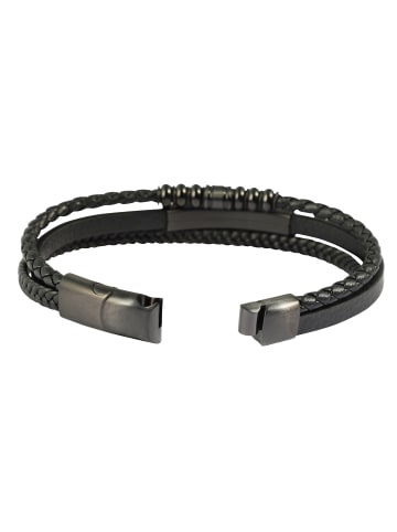Adeliás Herren Armband – Lederarmband aus Leder 21 cm in schwarz