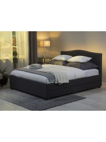 Beliani Doppelbett mit LED MONTPELLIER in Grau - (W) 187 x (H) 110 x (L) 213 cm
