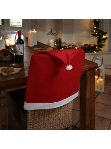 MARELIDA 2er Set Stuhlhussen Weihnachtsmütze Nikolausmütze Stuhlbezug in rot