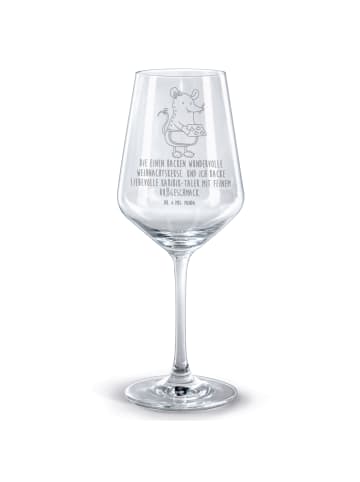 Mr. & Mrs. Panda Glas für Rotwein Maus Kekse mit Spruch in Transparent