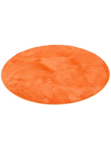 Pergamon Hochflor-Teppich Melia Rund in orange