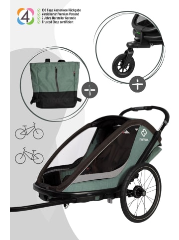 Hamax Hamax Cocoon Kinderfahrradanhänger für 2 Kinder - Farbe: Grün / Schwarz