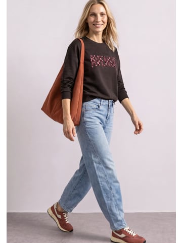 Street One Langarmshirt mit Wording Artwork in Black Coffee