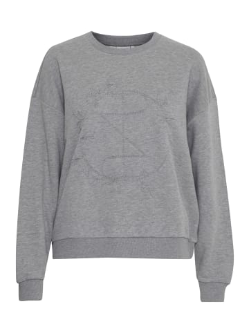 PULZ Jeans PZTABITA Logo Sweatshirt loose fit in Medium Grey Melange