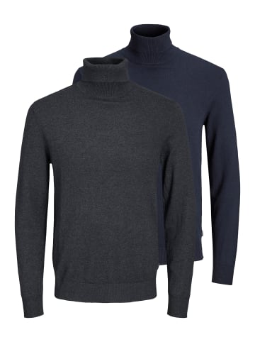 Jack & Jones Pullover Emil Knit in Dunkelblau / dunkelgrau
