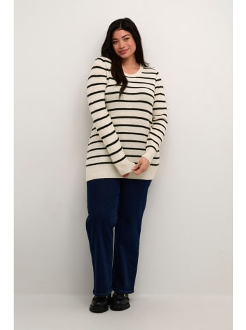 KAFFE curve Strickpullover KClinda Regular fit in Feather Gray Mel/ Black Stripe
