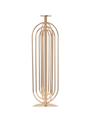 Mauro Ferretti Tischleuchte aus goldfarbenem Metall mit rosa Lampenschirm, Ø 33 x 64 cm