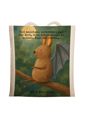 Mr. & Mrs. Panda Tasche Fledermaus Sitzen Design mit Spruch in Weiß