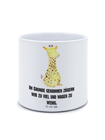 Mr. & Mrs. Panda XL Blumentopf Giraffe Zufrieden mit Spruch in Weiß