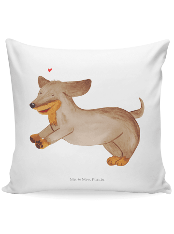 Mr. & Mrs. Panda Zierkissen Hund Dackel ohne Spruch in Weiß